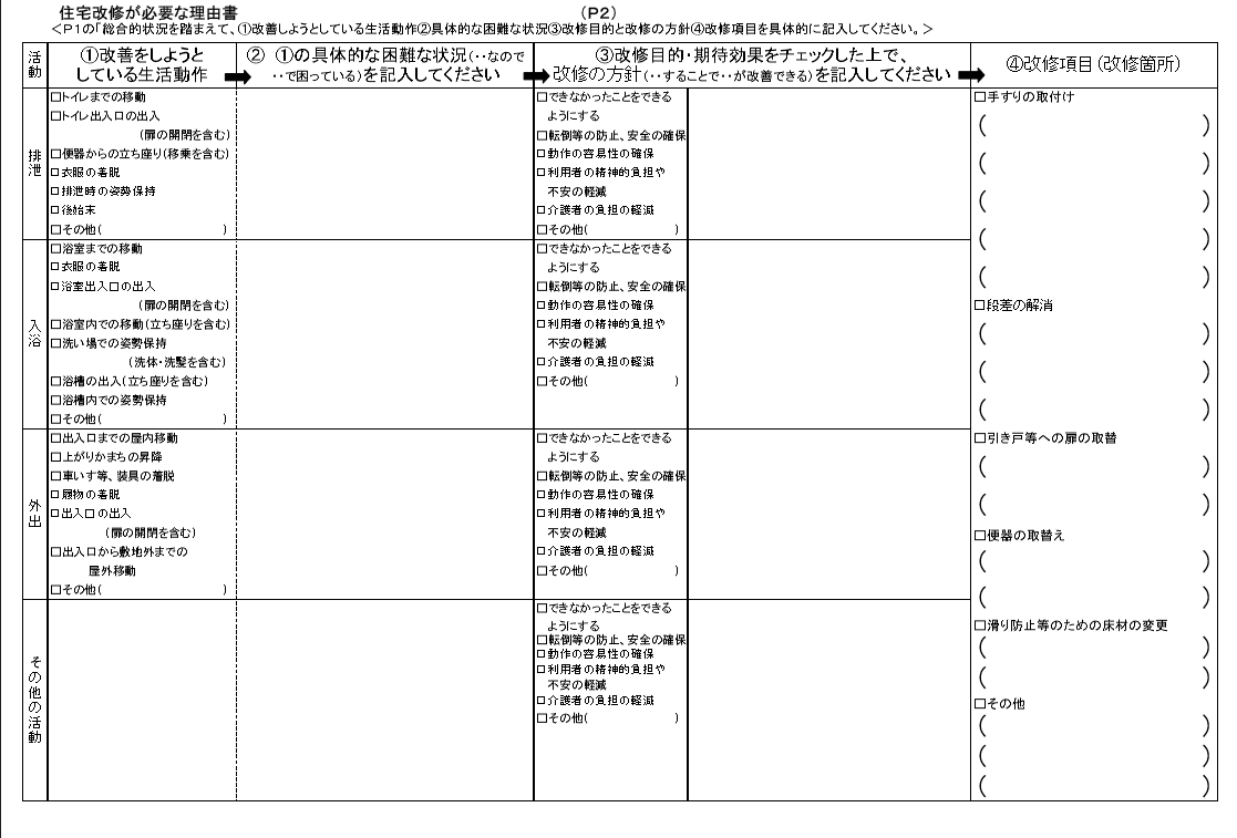 住宅改修　理由書